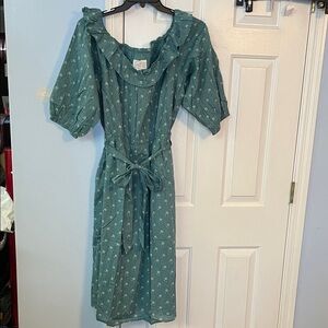 Chic Teal Floral Midi Dress